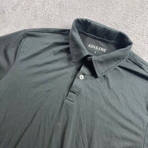 Ash & Erie Mens Small Black Short Sleeve Two Button Polo Shirt